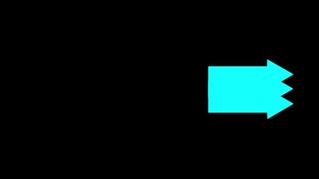 Arrow animation green screen, red color cartoon arrow pointing turn right on black background - 4K Stok video