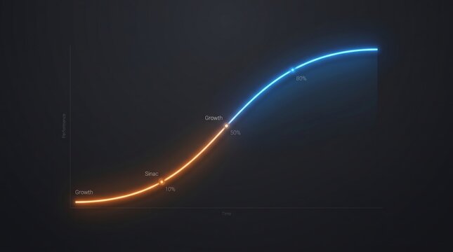 Futuristic glowing s-curve light trail motion against dark background with abstract, background