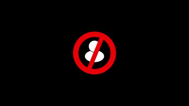 no entry, No man icon. People are prohibited. red color circle and white color people on black color background .
