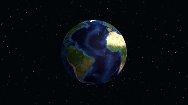 Earth Zoom Animation to Montevideo Uruguay with Geographic Coordinates