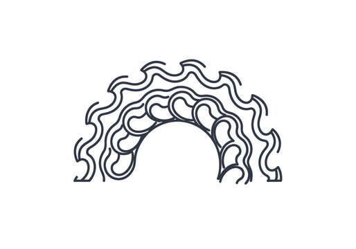 Wavy lines forming a rounded shape.