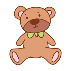 Obraz premium Cute Teddy Bear, rabbit Waving Hello. Baby born accesories doodles. vector illustration