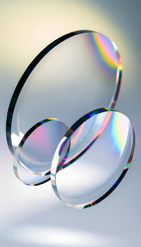 Colorful transparent glass plates with light dispersion effect soft background
