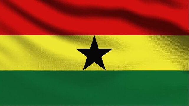 Full screen loop video of Ghana flag waving