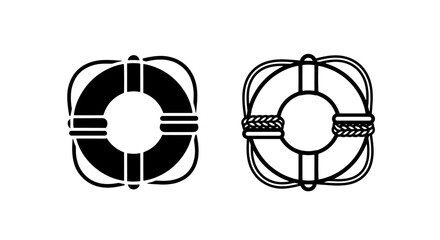 Life ring buoy icons set with nautical emergency equipment illustration © MdDelowar