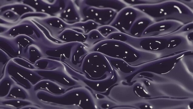 Glossy Purple Viscous Fluid Surface with Dense Rippling Ridges and Small Crests

