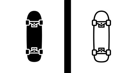 Vertical skateboard top down view icon set with skateboard equipment transport © MdDelowar
