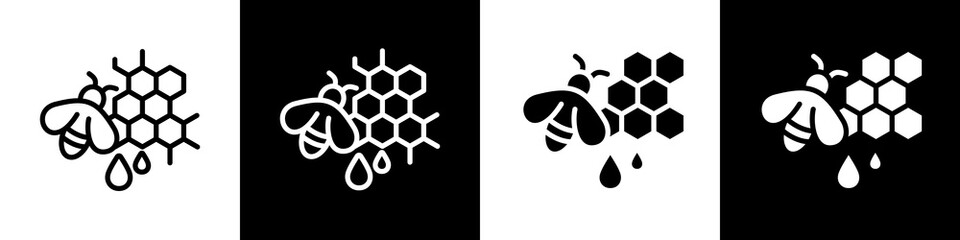 Honeycomb black and white icon design concept © okta