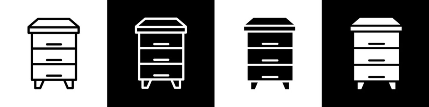 Bee farm black and white icon design concept
