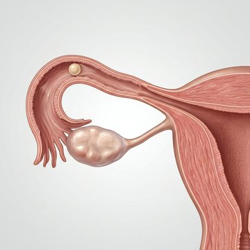 Egg cell movement in the fallopian tube during early stage of fertilization process