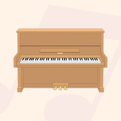 Flat vector illustration of a classic wooden upright piano © Mochamad Raihan
