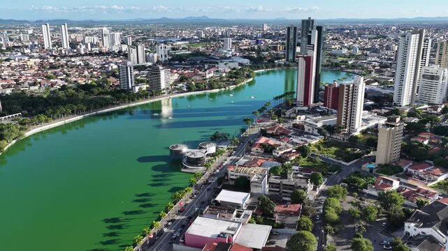 Lakefront Park In Campina Grande In Paraiba Brazil. Lakefront Landscape. Beautiful Cityscape. Lakefront Park In Campina Grande In Paraiba Brazil. Downtown Skyline. Tourism Landmark. 