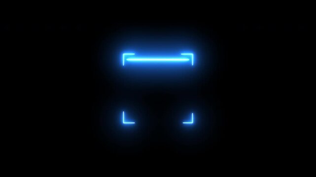 Animated Blue glowing barcode scanner on transparent background 4K, Blue neon scanner Icon animation, futuristic scanning id