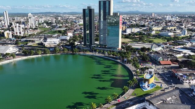 Lakefront Park In Campina Grande In Paraiba Brazil. Lakefront Landscape. Beautiful Cityscape. Lakefront Park In Campina Grande In Paraiba Brazil. Downtown Skyline. Tourism Landmark. 