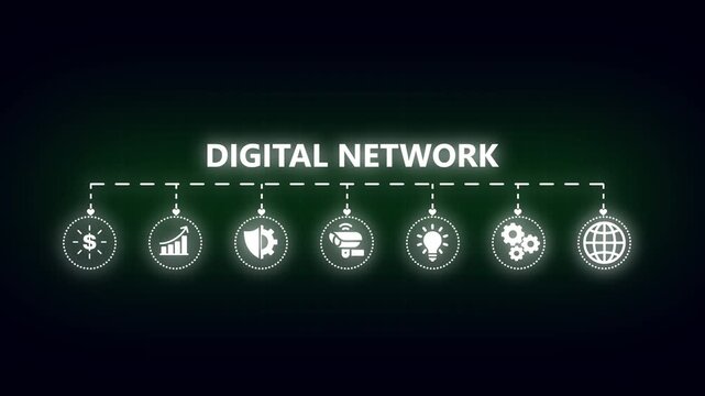 Digital network infographic with business and connection lines