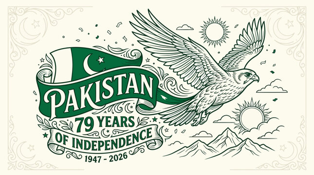 Pakistan celebrates 79 years of independence with a soaring eagle illustration