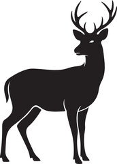 Fototapeta premium Deer silhouette vector illustration of stag deer with antlers wildlife nature animal design, hunting and christmas theme