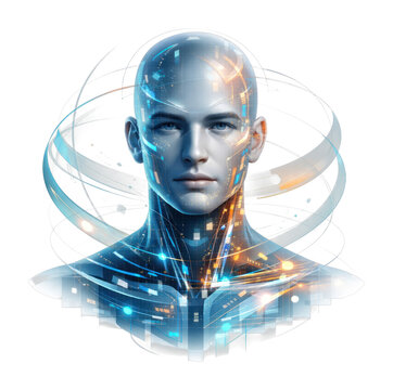 PNG Futuristic AI digital portrait