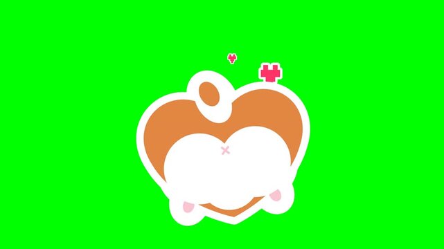 Cute Cartoon Corgi Dog Butt Animation Icon on a Green Screen for Creative Video Motion Projects