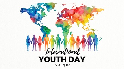 Naklejka premium colorful silhouettes teenager for International Youth Day banner
