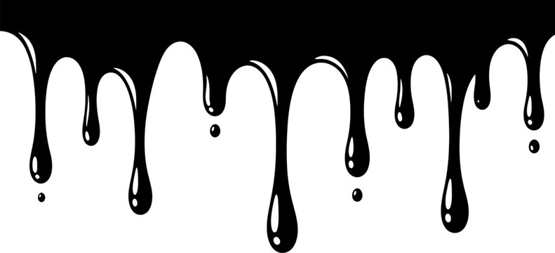 Black liquid paint dripping down in a smooth flowing pattern