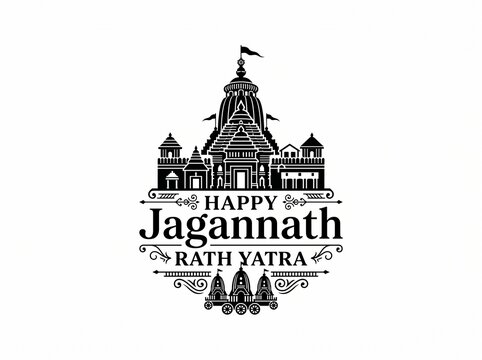 Minimal Jagannath Rath Yatra temple illustration for cultural branding marketing advertising and festive content promotion
