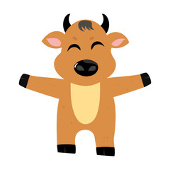 Obraz premium Cute Cartoon bull Illustration. kawaii charater