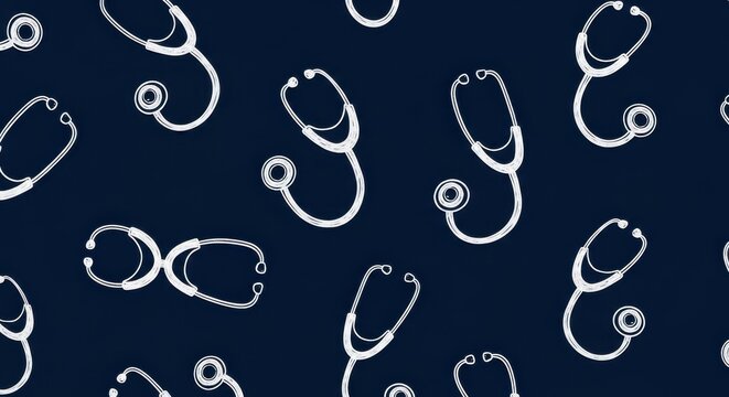 Stethoscope Pattern on Dark Blue Background