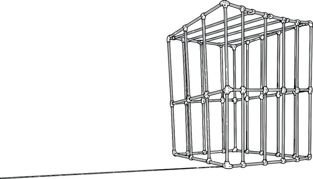 Isometric cube framework illustration architectural design element for technical drawings and conceptual art