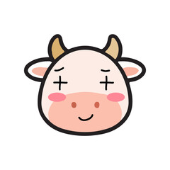 Fototapeta premium Funny Cow Cartoon Character Smiling on a Farm