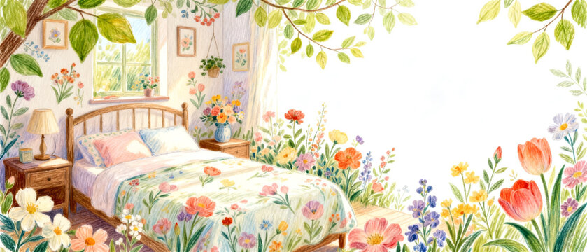 Whimsical Botanical Garden Watercolor Art