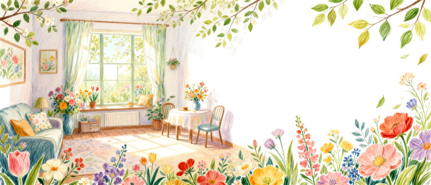 Whimsical Botanical Garden Watercolor Art