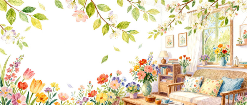 Whimsical Botanical Garden Watercolor Art