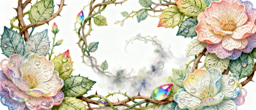 Whimsical Botanical Garden Watercolor Art