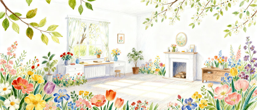 Whimsical Botanical Garden Watercolor Art