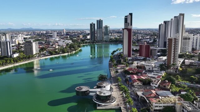 Lakefront Park In Campina Grande In Paraiba Brazil. Lakefront Landscape. Beautiful Cityscape. Lakefront Park In Campina Grande In Paraiba Brazil. Downtown Skyline. Tourism Landmark. 