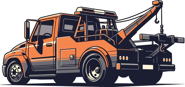Commercial Tow Truck Roadside Assistance Service Vehicle Vector Illustration Rear 3/4 View