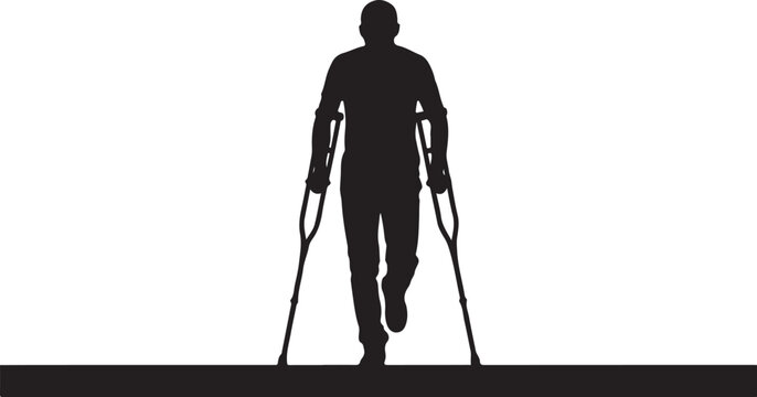 Person using crutches walking