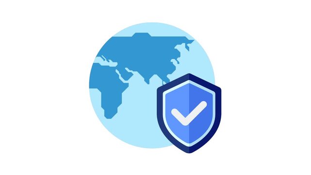 Rotating planet earth protected by shield animation