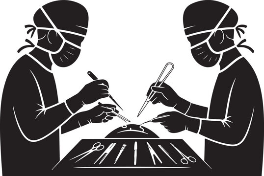 Two surgeons performing operation together
