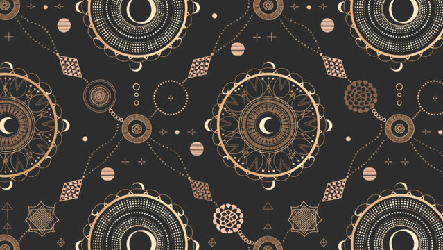 nomadic celestial design mandala vector background 