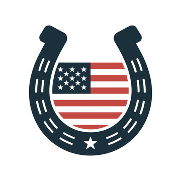 Patriotic american flag horseshoe graphic, equestrian usa theme
