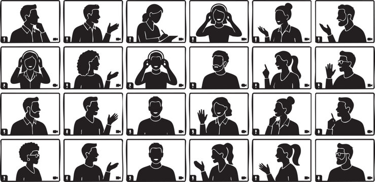 People reacting with headphones on in grid