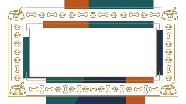 Colorful border frame with various dog and bone illustrations