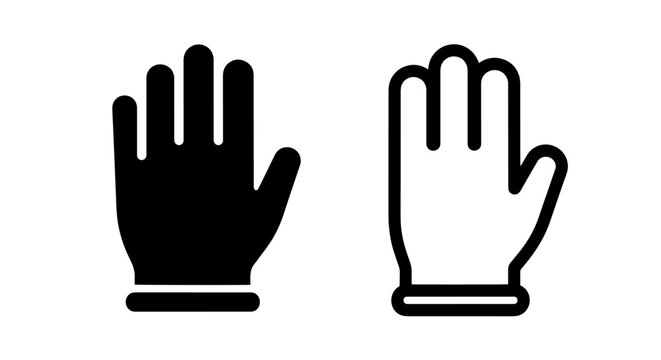 Hand protection safety glove icons in solid and outline style with protection
