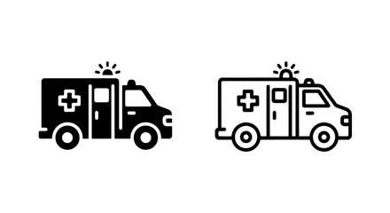 Ambulance emergency vehicle icon set representing medical transport service © MdDelowar