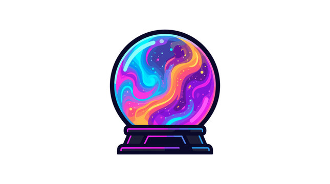 Colorful cosmic crystal ball with swirling nebula patterns and stars
