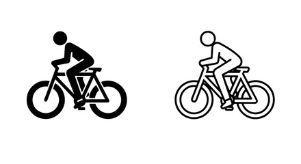 Obraz premium Cyclist icons in solid and outline style for sports with activity, exercise