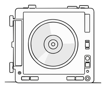 Mini disc player continuous line art vector. Generative AI