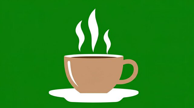 Minimalist vector illustration of a steaming beverage for a zen garden atmosphere, perfect for a calm and relaxing meditation drink.